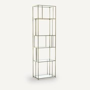 Boekenrek in glas/metaal met messing effect, Parallel