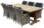 Darwin Ares dining tuinset 240x120xH77 cm 7 delig verstelbaar wit