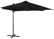 vidaXL Zweefparasol met paal en LED-verlichting 300 cm zwart