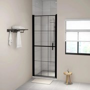 vidaXL Douchedeur 91x195 cm gehard glas zwart