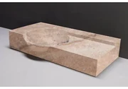 Forzalaqua Laguna wastafel 80x40x12cm Rechthoek 1 kraangat Natuursteen Travertin gezoet 100362