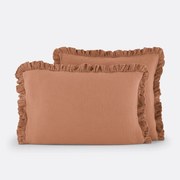 Effen kussensloop in tetra, met volant, Kumla