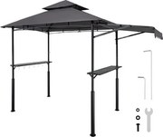 VEVOR Grillpaviljoen, 2430x1500x500mm, Grilloverkapping voor buitenbarbecues, BBQ-paviljoen met twee verdiepingen, tuinpaviljoen met dubbel dak, verstevigde steunpoten en luifel, voor terras, tuin en erf.