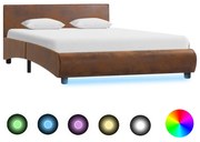 vidaXL Bedframe met LED stof bruin 120x200 cm