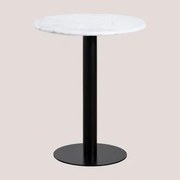 Ronde Barkruk Ø60 Cm In Rocher Marmer Wit Marmer Guangxi & Zwart - Sklum