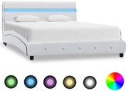 vidaXL Bedframe met LED kunstleer wit 140x200 cm