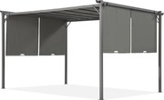 Antracietkleurige pergola voor terras Sevilla 3x4 m met klamboe en gordijnen Garden Point