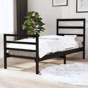 vidaXL Bedframe massief grenenhout zwart 75x190 cm 2FT6 Small Single