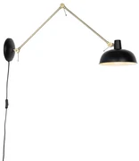Retro wandlamp zwart met brons - Milou Retro E27 Binnenverlichting Lamp