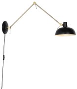 Retro wandlamp zwart met brons - Milou