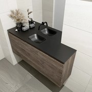 Mondiaz Olan 120cm toiletmeubel dark brown met wastafel urban midden geen kraangat