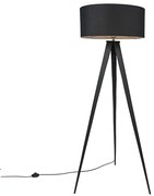 Smart vloerlamp zwart met zwarte kap incl. Wifi A60 - Ilse