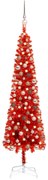 vidaXL Kerstboom met LED's en kerstballen smal 150 cm rood