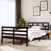 vidaXL Bedframe massief hout zwart 120x190 cm 4FT Small Double