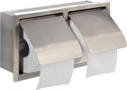 Saqu Essential inbouw toiletrolhouder dubbel met klep RVS