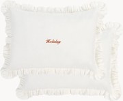 Katoenen kussenhoezen Holiday with Ruffles met ruches, 2-delig