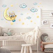 INSPIO Sticker - Blauwe uil op de maan