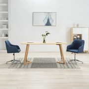 vidaXL Eetkamerstoelen draaibaar 2 st stof blauw