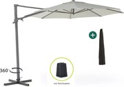 + 15% kassakorting | Parasol Shadowline Francisco | Inclusief hoes | Rond | 330cm | Met draaihendel | Grijs/Antraciet | Kees Smit Tuinmeubelen