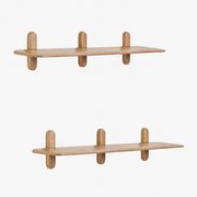 Set Van 2 Houten Wandplanken Veleta Mangohout & ↔︎ 130 Cm - Sklum