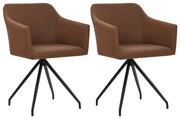 vidaXL Eetkamerstoelen draaibaar 2 st stof bruin
