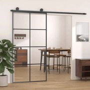 vidaXL Schuifdeur 102,5x205 cm ESG-glas en aluminium zwart