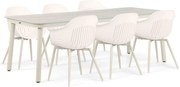 Tuinset 6 personen 220 cm Kunststof Taupe Lifestyle Garden Furniture Lissabon/Tavano