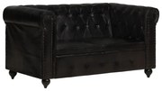 vidaXL Tweezitsbank Chesterfield-stijl echt leer zwart