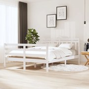 vidaXL Bedframe massief hout wit 135x190 cm 4FT6 Double