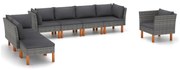 vidaXL 8-delige Loungeset poly rattan en eucalyptushout grijs