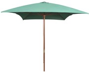 vidaXL Parasol met houten paal 200x300 cm groen