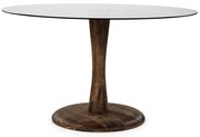 By-Boo Boogie Ronde Eettafel Bruin Hout En Glas - 130 X 130cm.