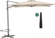 + 10% kassakorting | Parasol Shadowline Francisco | Inclusief hoes | Vierkant | 300x300cm | Met draaihendel | Bruin | Kees Smit Tuinmeubelen