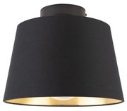 Plafondlamp met katoenen kap zwart met goud 25 cm - Combi zwart