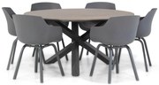 Tuinset Ronde Tuintafel 6 personen 150 cm Kunststof Grijs Lifestyle Garden Furniture Salina/Ancona