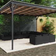 vidaXL 11-delige Loungeset met kussens poly rattan zwart