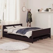 vidaXL Bedframe met 4 lades 140x200 cm massief grenenhout donkerbruin