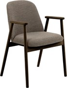 RODERIC Bruin Taupe (stof Monza 40) / gelakt eikenhouten frame – gerookt eiken (walnootkleur) – HOUTEN BOUCLÉ RETRO STOEL