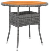 vidaXL Tuintafel Ø80x75 cm acaciahout en poly rattan grijs