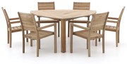 + 10% kassakorting | Diningset ROUGH  | 6 personen teakhout | Tuinset stapelbaar | 7-delig | Kees Smit Tuinmeubelen