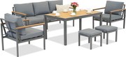 Sines aluminium set met Garden Point poefs antraciet