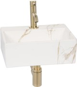 Saqu Basin fonteinset met gouden kraan marmerlook