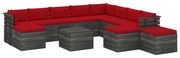 vidaXL 12-delige Loungeset met kussens pallet massief grenenhout