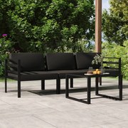 vidaXL 4-delige Loungeset met kussens aluminium antracietkleurig