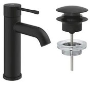 Grohe Essence Wastafelkraan - 1 gats - afvoergarnituur - push up - phantom black SW901519/SW901517