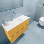 Mondiaz Ada 80cm toiletmeubel ocher met wastafel talc midden zonder kraangat