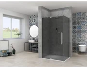 Van Rijn Products ST08 Nis Draaideur 2 delig 950-1050 x 2000mm 8 mm Grijs rookglas incl. Glasbehandeling, RVS muurprofiel, Greep en Stabilisatiestang ST08300100GRBN