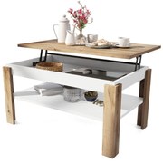 ASTI-P Wotan eiken/wit mat - moderne salontafel met liftblad