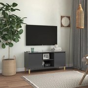 vidaXL Tv-meubel met massief houten poten 103,5x35x50 cm grijs