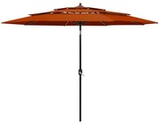 vidaXL Parasol 3-laags met aluminium paal 3 m terracottakleurig